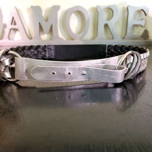 🖤Cool Faux Leather Silver Braided Belt🖤